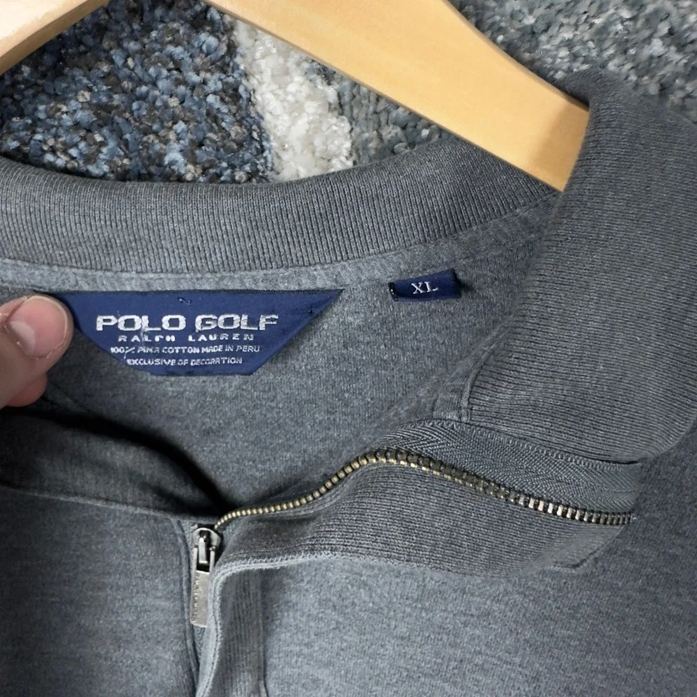 Polo Golf Ralph Lauren Quarter Zip Pullover Mens XL Grey Excellent‎ Pima Cotton